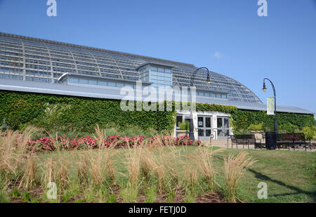 CHICAGO - AUGUST 16: Chicago's Garfield Park Conservatory, shown on August 16, 2015, reopened in April 2015 after major storm da Stock Photo