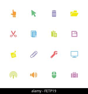 [EPS10] Colorful simple flat icon set 3 - for web design, user interface, infographic and mobile application Stock Vector
