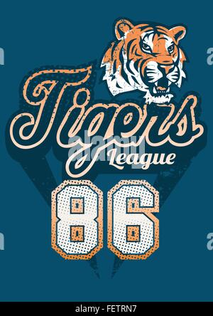 Tiger sports league jersey print . Stock Vector