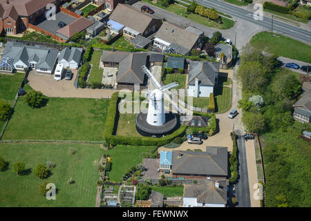 An aerial view of the Stone Cross Windmill near Pevensey, East Sussex Stock Photo