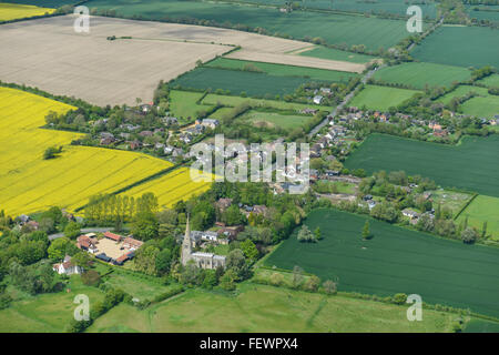 An aerial view of the Bedfordshire village of Colmworth and surrounding countryside Stock Photo