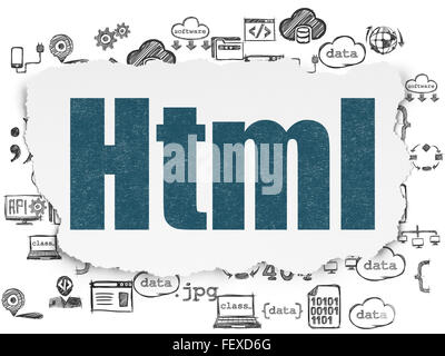 Programming concept: Html on Torn Paper background Stock Photo - Alamy