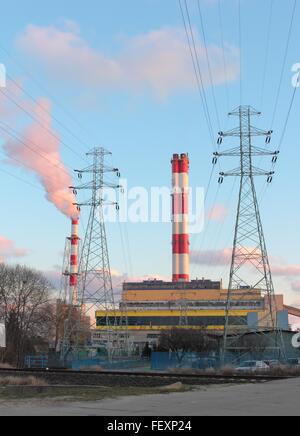 Power plant produce heat and energy for city, Gdynia, Poland Stock Photo