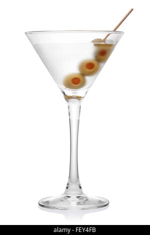 Martini with olives, isolated on the white background, clipping path included. Stock Photo