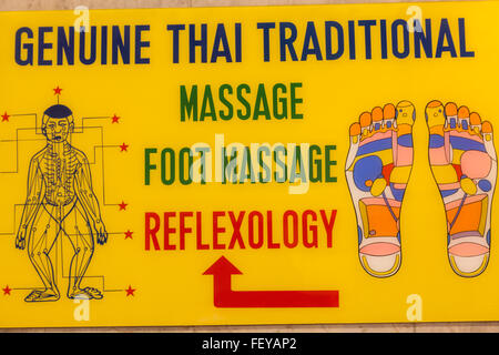 Thailand, Bangkok, Thai Massage Sign Stock Photo