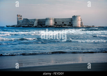 The Medieval Castle of Kizkalesi, or Maiden's Castle, a Byzantine and Armenian Fortress on an Off-Shore Island at Kizkalesi, Mersin, Turkey. Stock Photo