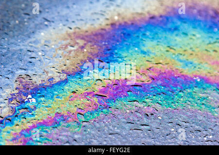 Oil spill on road, UK Stock Photo