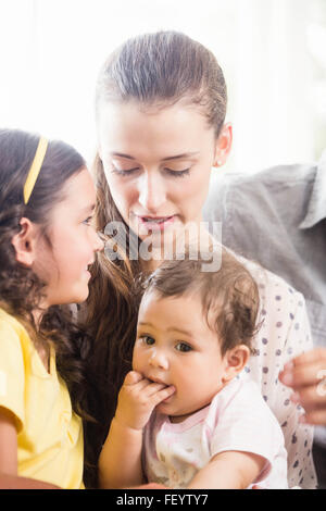 Happy extended family smiling Stock Photo