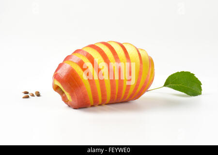 fresh apple spiral on white background Stock Photo