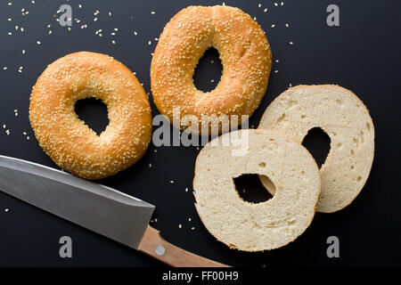 the tasty bagel with sesame seed Stock Photo