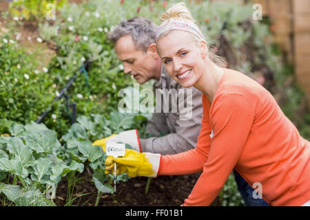 Cute couple doing some gardening Stock Photo