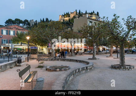 Boule sqaure near harbour, Fortress,  Cassis , Côte d Azur France, Stock Photo