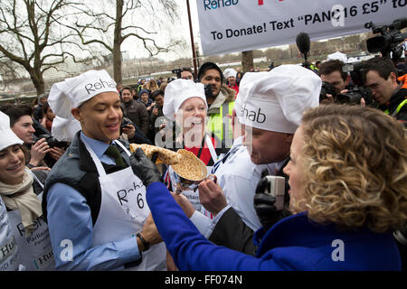 Westminster,UK, 9th February 2016, Pancakes galore at the Rehab annual pancake race 201 Credit: Keith Larby/Alamy Live News Stock Photo