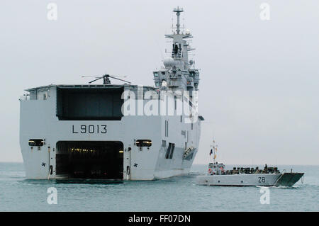 The French Navy assault ship Mistral Stock Photo