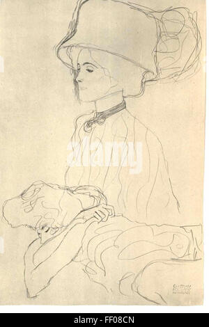 This sketch by Gustav Klimt is a fine example of his preparatory work ...