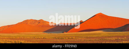 Panorama from three photos of dunes in the Namib near Sossusvlei, Namibia Stock Photo