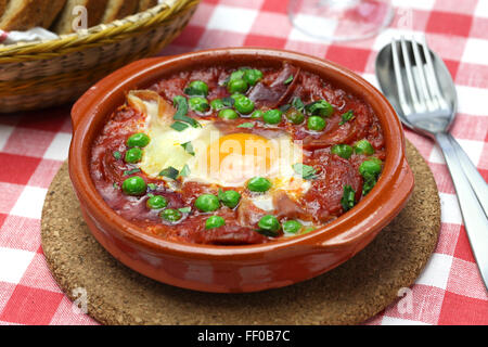 flamenco eggs, huevos a la flamenca, spanish andalusian cuisine Stock Photo