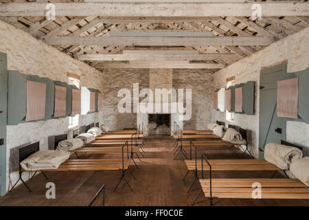 Interior of Barracks at Fort McKavett State Historic Site in Fort McKavett, Texas, USA Stock Photo