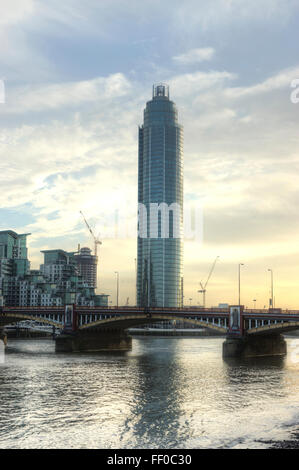 vauxhall Bridge St George Wharf Tower, also known as the Vauxhall Tower Stock Photo