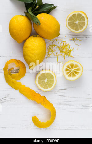 Lemon peel slices and zest Stock Photo
