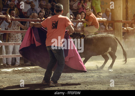 Bullfight in the town square of Igea, La Rioja, Spain Stock Photo