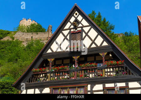 Maison Herzer half timbered house in Kaysersberg along the Alsace wine route Haut Rhin France Stock Photo