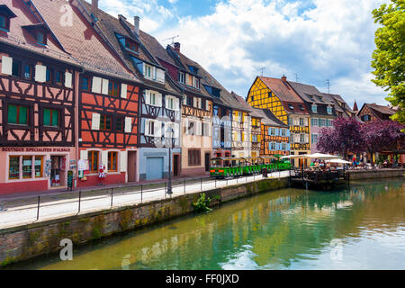 Colorful timber framed houses at Petite Venise / Little Venice, Colmar, France Stock Photo
