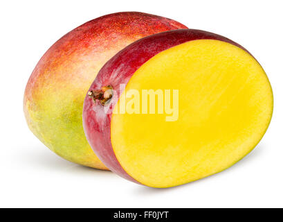 mango with mango slice isolated on the white background. Stock Photo