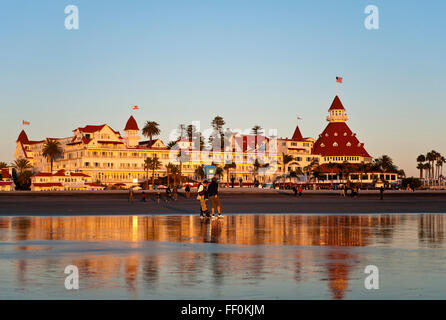 Hotel del Coronado in the warm glow of the late afternoon sun Stock Photo