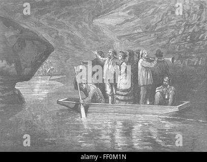 KENTUCKY Mammoth cave of Crossing River Styx 1876. Illustrated London News Stock Photo