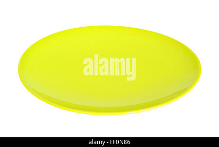 Empty yellow plate isolated on a white background Stock Photo