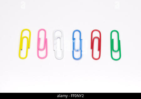 Colorful paper clip isolated on white background. Stock Photo