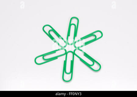 Colorful paper clip isolated on white background. Stock Photo