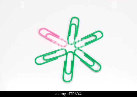 Colorful paper clip isolated on white background. Stock Photo