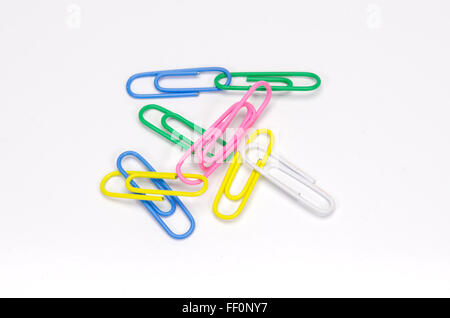 Colorful paper clip isolated on white background. Stock Photo