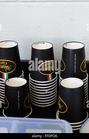 Disposable paper coffee cups Stock Photo