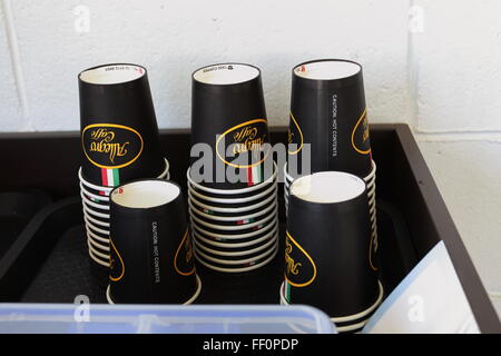 Disposable paper coffee cups Stock Photo