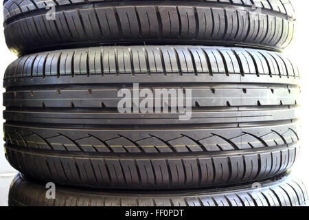 Close up of car tires Stock Photo