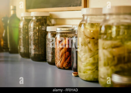 Close up of jars of preserves Stock Photo