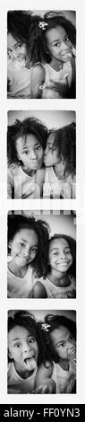 Photo strip of mixed race sisters Stock Photo