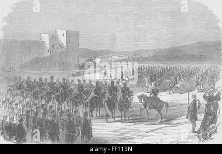 MOROCCO Military mass, Spanish Camp, Tetuan 1860. Illustrated Times Stock Photo