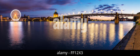 Bridge and Nice cityscape at sunset, Provence Alpes Cate d'Azur, France Stock Photo