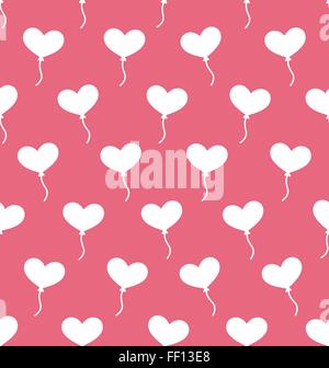 Pink Seamless Pattern with Hearts Balloons for Valentines Day Stock Vector