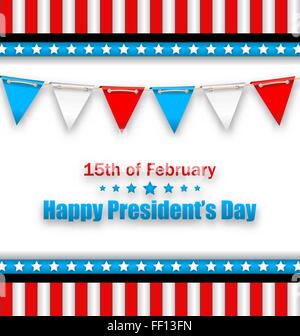 Brochure with Bunting Flags for Happy Presidents Day of USA Stock Vector
