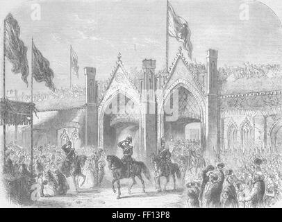 GERMANY Prussian King, Konigsberg, Brandenburg Gate 1861. Illustrated London News Stock Photo
