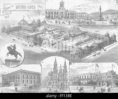 ARGENTINA Buenos Aires expo Plaza Victoria 1882. Illustrated London News Stock Photo