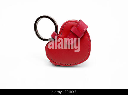 Red leather trinket isolated on white Stock Photo