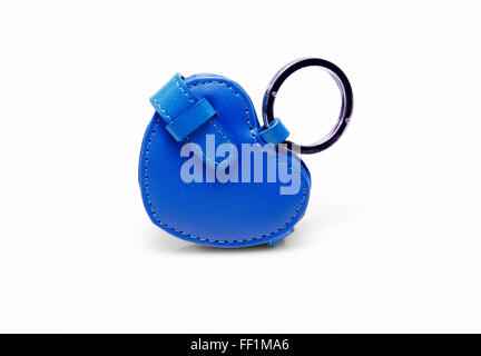 Blue leather trinket isolated on white background Stock Photo