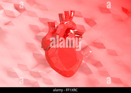 abstract red low poly heart Stock Photo