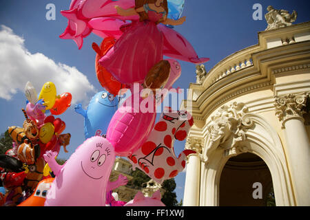 Novelty balloons for sale at the entrance to the Giardino Zoologico or Zoological Gardens, Villa Borghese, Rome, Italy. Stock Photo